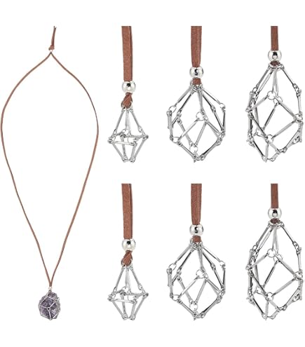 WEWAYSMILE 3 pezzo Gabbiaportare Cristalli, Collana Cristalli Fatta A Mano, Porta Collana In Pietra, Gioielli Con Pietre Preziose Al Quarzo Per Donna Uomo (Lungo Circa 17.2 pollice/43.8 cm