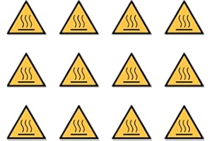 HAVATI Avertissement de surface chaude : W017 – DIN EN ISO 7010 / ASR A1.3 – Autocollants : Ø 2,5 cm, lot de 12