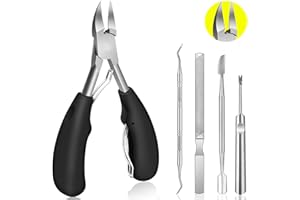SMIRAIN Tronchesino Unghie Piedi Professionale per Olecranon, Set di Forbici per Tagliaunghie con Lima, Pedicure per Attrezzi per Le Unghie Dei Piedi Grosse o Incarnite e Unghie Mani, 5 Pezzi