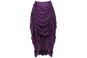 Jutrisujo Jupe Femme Dentelle Asymetrique Steampunk Renaissance Vintage Rétro Sexy Médiévale Taille Elastique