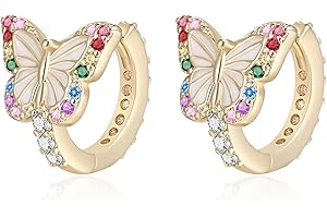 EVER FAITH Schmetterling Creolen-Ohrringe für Mädchen, hypoallergene Zirkonia niedlichen Tier Huggie Mädchen kleine Ohrringe