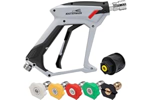 LKEVREG 4000 PSI Hochdruckreiniger Pistole, mit 5 Düsen Schnellanschluss Autowaschpistole, M22 Schnittstelle, kompatibler für Karcher K1-K7 Adapter, Autowaschzubehör für Böden,Wände und Autos