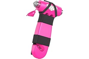 MisFun Auto Sicherheitshammer, Fensterbrecher 3 in 1 Notfall Fluchtwerkzeug mit Sicherheitsgurtschneider für Frauen, Niedlicher Rosa Farbener Sicherheits Fluchthammer für Auto, Familie