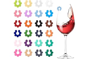 BQRKOTM 24 Pezzi Colorati Segnabicchieri, Identificatore Del Bicchiere di Vino, Segnabicchieri in Silicone per Feste, per Bicchiere da Champagne e Cocktail