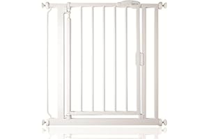 Safetots Pressure Fit Self Closing Stair Gate, Narrow, 68.5cm - 75cm, White, Auto Closing Baby Gate, Safety Barrier for Toddler, Easy Installation