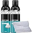 2 x 200ml Men Shave Foam Mousse Sensitive Skin Face Body Soft Clean With Soft Aftershave KRISP Towel