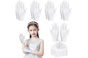 VGECEE 24 Pares Guantes Blancos Niño - Guantes de Algodón Blancos Suaves, Elásticos y Agradables al Tacto para Niños - Actuación Festival Cosplay