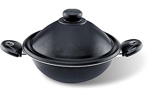 Pensofal, Padella wok, Serie BioStone®, VapSì Wok, Alluminio con rivestimento antiaderente, Diametro 24 cm, Maniglie in bakelite, Adatta All'induzione, Effetto Pietra, Nero