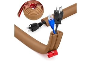 BUERPINKING Canalina Passacavi Calpestabile, 3.0m X 2cm Canaline Passacavi Da Muro, Copricavi Pavimento, Cache Cable Pavimento, Canalina Passacavi Adesiva Flessibile,Passacavi Pavimento Per Tutti I Cavi (Marrone)