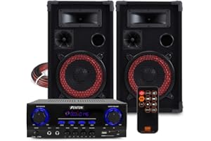 MAX XEN-3508 HiFi Home Audio System with Passive 500W Party Speakers, Bluetooth Stereo Amplifier, Multimedia Player & Karaoke Functionality - Complete Sound System for Music & Entertainment