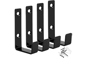 QWORK® 4 Ganchos de Garaje Resistentes, Ganchos Pared de Acero al Carbono para Garaje, Remolques, Equipos de Gimnasio (8x4,5 cm)