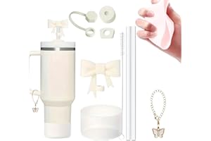 CHIHOLEN Stanley Cup Accessori,include 2 tappi in silicone antigoccia, 2 coperchi in paglia, 1 custodia in silicone, 1 catena a farfalla,2 cannucce, 1 spazzola di paglia, per Stanley Cup da 1,2 l e