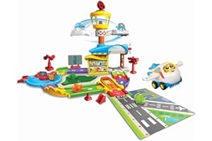 VTech - Aeropuerto Aventuras TutTutBólidos, Pistas y Coches de Juguete para niños +1 año, Circuito para Combinar, Incluye Jet el avión, Versión ESP