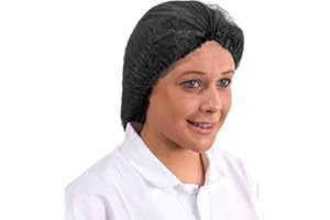 EXPERT WORKWEAR Disposable Elasticated Mob Caps Blue White Hygiene Food Catering Hair Nets Covers (500, Black)