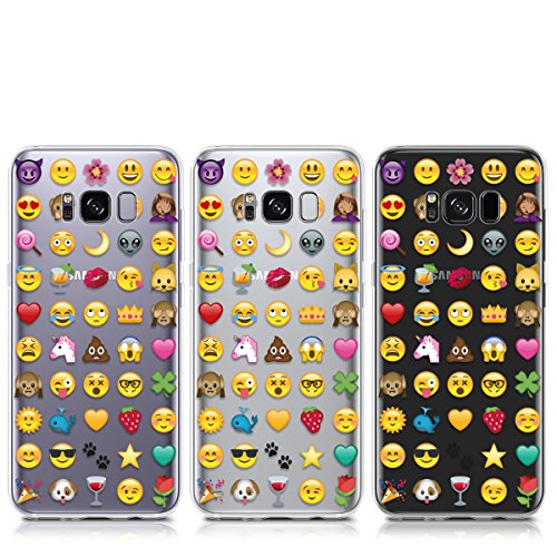 kwmobile Hülle für Samsung Galaxy S8 – TPU Silikon Backcover Case Handy Schutzhülle – Cover klar Emoji Design Mehrfarbig Transparent - 9