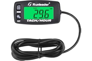 ‎RUNLEADER Runleader Gasmotor Betriebsstundenzähler, Wartungstachometer für Aufsitzrasenmäher Traktor Generator Kettensägen Marine ATV Motorrad Schneemobil Luftkompressor (Knopf-schwarz)