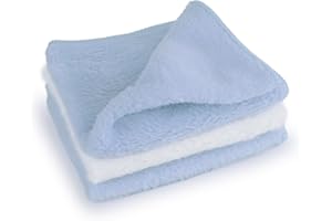 D.A.Y. Republic 3 Pack Microfiber Super Soft Baby Face Wash Cloths, 28 x 28cm Washable & Reusable Unscented Flannels, Multipack Pink and White, Ideal for Wiping and Cleaning Hands and Face (Blue)