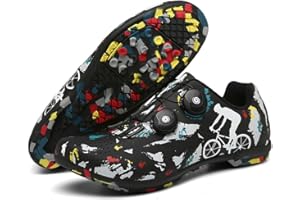 Treer Zapatillas Ciclismo Montaña Zapatillas de Ciclismo Base Goma Antideslizante Ligeros Zapatos Bicicleta Montaña Hombre 36-47EU Calzado Bicicleta Sin Cleats