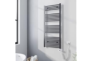 Meykoers Scaldasalviette Elettrico Bagno 120x50 cm, Radiatore portasciugamani per Bagno con termostato Digitale e Funzione Timer, Antracite