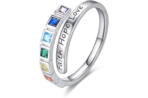 Twoowl Glaube Hoffnung Liebe Ring 925er Sterlingsilber Verstellbar Chakra Ring Yoga Schmuck Heilungsgeschenke für Frauen Mädchen Geburtstag