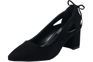 REMXI Women Court Shoes Block Heel Wide Fit Pumps Fashion Classic Court Shoes