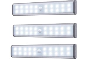 MOSTON Motion Sensor Cabinet Lights, 20 LED Wireless Under Cupboard Light with Built-in Rechargeable Battery, Stick-on Anywhere Magnetic Night Lighting for Closet Kitchen Wardrobe