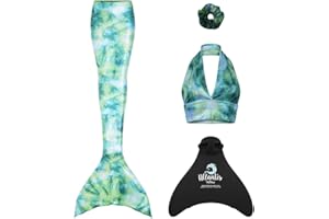 Mermaid Planet Sparkle Siren Deluxe Adult Mermaid Tail Set in Mystic Reef. Includes Swimmable Tail, Bikini Top, Scrunchie & Atlantis Monofin. UK 14-16
