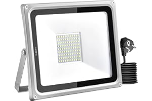 WOWSPEED Projecteur LED avec prise, 100W 10000LM Projecteur Exterieur,6500K Blanc froid Spot LED puissant,Extérieur IP65 Projecteur Extérieur Etanche,Projecteur LED pour Jardin Terrasse Garage Patio Grange