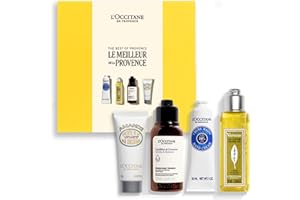 L'OCCITANE - Coffret Le Meilleur de la Provence - Crème Mains Karité, Gel Douche Verveine, Shampoing Equilibre et Douceur et Concentré de Lait Corps Amande - Fabriqué en France