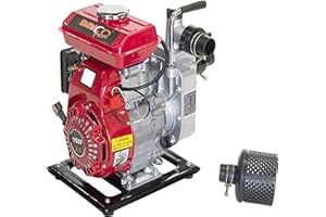 Bricoferr BFH033 Motopompe à Eau avec Moteur à Essence 97 CC 2,5 HP, Rouge