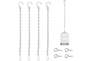 DEREINE 4 Pcs Cadena para Colgar Macetas, 50cm Cadena para Colgar Plantas, Colgador para Plantas con Gancho y Clip, Cadenas de Cestas Colgantes Metal, Cadena para Comederos de Pájaros Adornos Linternas