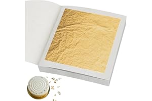 XQZIT 10 Pcs 24k Edible Gold Leaf, 4.33 cm/1.7", Gold Leaf Edible for Cakes, Desserts, Chocolate, Art and Craft, Face Masks and Nail Art
