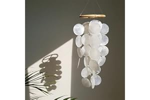 ZOYIEP Windspiel Capiz-Muscheln-Perlmutt-Muscheln in Weiß für Heim Hängende Ornamente Kinderzimmer schmücken (klein)