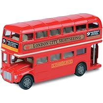CLKDPNO Bus Toy Double Decker, Alloy Diecast Pull Back Bus Toy