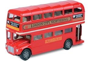 CLKDPNO Bus Toy Double Decker, Alloy Diecast Pull Back Bus Toy Vehicles, 1:64 Scale Pull-Back Buses, Metal Cars Model,Car Model City Buses Kids Gifts - Closed Top