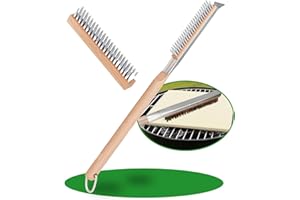 ENJOYTHINK Pizza Oven Brush, 20 Inch Grill Cleaning Brush with Scraper, Pizza Stone Cleaning Brush, Heat Resistant Brass Bristles and Stainless Steel Scraper, Barbecue Grill Cleaning Tool Pizza Oven Accessories