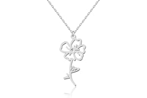 UMAGICBOX Collier Fleur de Naissance Personnalisé en Or ou Argent - Bijou Élégant et Significatif pour Femme - Cadeau d'Anniversaire, Noël, Fête des Mères ou Saint-Valentin