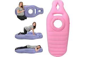 Kingbar Inflatable Pregnancy Pillow, Yoga Mat for Pregnant Women with Hole, Comfortable Flocked PVC Air Bed for Pregnant Women, Pregnancy Pillow for Sleeping, Pink