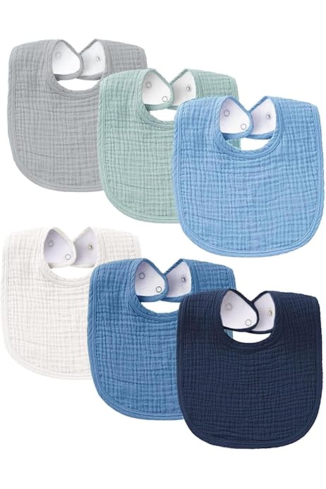 Lot De 6 Bavoirs Bébé En Mousseline – Rectangle Réglable, Doux Et Absorbant, Pour Garçons Et Filles