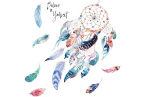 ‎WANDSTICKER4U WandSticker4U®- [Aquafarben] Wandtattoo TRAUMFÄNGER bunt XXL (80x80 cm) I Wandsticker Traumfänger Feder Aufkleber I Wanddeko Schlafzimmer Kinderzimmer Deko Mädchen Teenager GROß