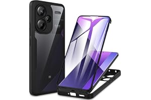 CENHUFO Funda Xiaomi Redmi Note 13 Pro Plus 5G / Note 13 Pro+ 5G, Carcasa Antigolpes 360 Grados con Protector Pantalla Integrado Robusta Doble Cara Bumper Case Transparente Completa Capa - Negro