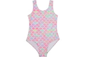 Leeboom Badeanzug Mädchen Meerjungfrau Badeanzug Kinder Einteiliger Schwimmanzug Mädchen mit Verstellbare Schultergurte Chlorresistent Badeanzüge für Mädchen 4-12 Jahre