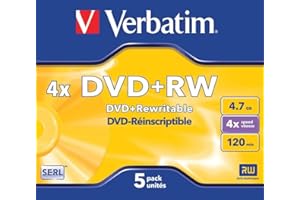 VERBATIM DVD+RW 4.7GB 4X 5PK SUPL4XSPEED JEWEL 5PK