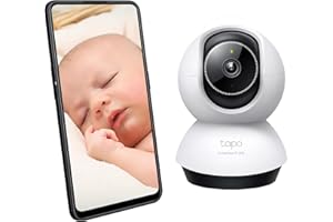 TP-Link Tapo Pan/Tilt AI Smart Home Security Caméra Wi-Fi pour la maison, moniteur bébé, 2K, 4MP, détection et notification AI, vision nocturne, audio bidirectionnel, alarme sonore et lumineuse, fente
