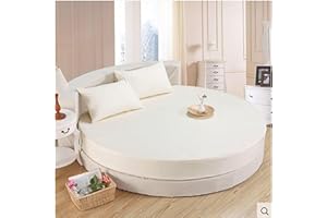 NURCIX Coprimaterasso Rotondo Impermeabile con Tasca Profonda da 8-18, Stile Lenzuolo Aderente Silenzioso e Morbido Coprimaterasso Traspirante, Silenzioso e Morbido,White-Diameter180cm(71inch)