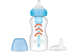 Dr. Brown's Options+ Schnabelflaschen-Starter-Set, Weithals, 270 ml, Blauer Regenbogen