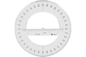 TOOLOFLIFE Transportador de círculo completo de 360 grados, herramientas de medición matemáticas de plástico de 20 cm, transportadores redondos, regla transportadora de ángulo medio completo