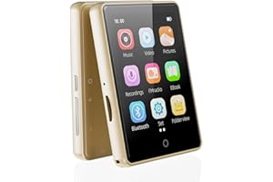 PINHUI 64Go Lecteur MP3 Bluetooth 5.3 avec Haut-Parleur, 2.8" Grand Écran MP3 Qualité Sonore HiFi Audio MP4 Baladeur Sport de Radio FM Podomètre Enregistreur, Carte mémoire Extensible de 128 Go(Or)