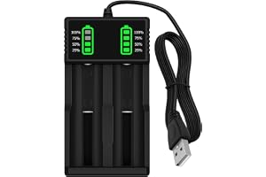 Accu 18650, batteriladdare med 2 fack för 21700, 26650, 14500, 18500, 17500, 18350
