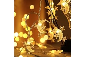 MUCHER Guirnalda de luces de estrella de luna, 6 m, 40 unidades, luces LED alimentadas por USB, decoración para Navidad, boda, cumpleaños, fiesta de San Valentín, dormitorio, interior y exterior
